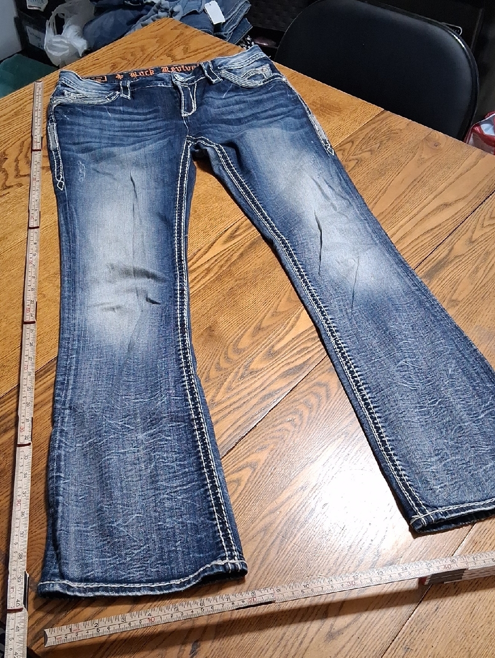 ROCK REVIVAL Jeans Womens 28 BLUE JOHANNA BOOT CUT Pants Denim Used BOOTCUT KICK - Picture 3 of 8